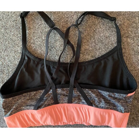 Pink Victoria's‎ Secret Strappy Back Sports Workout Bra Women Small Peach/Black - Picture 3 of 6